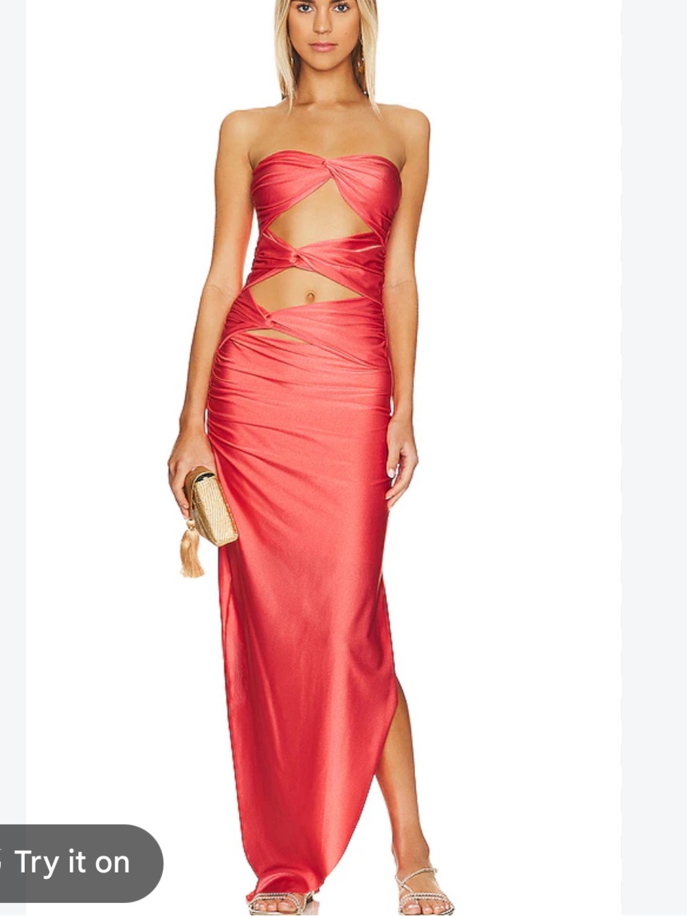 Baobab Collection Coral Strapless Cutout Maxi Dress